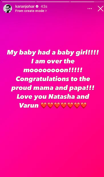 Karan Johar's post for Varun Dhawan-Natasha Dalal